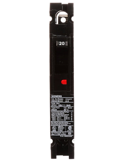 HED41B020L - Siemens 20 Amp 1 Pole 277 Volt Feed Thru Molded Case Circuit Breaker