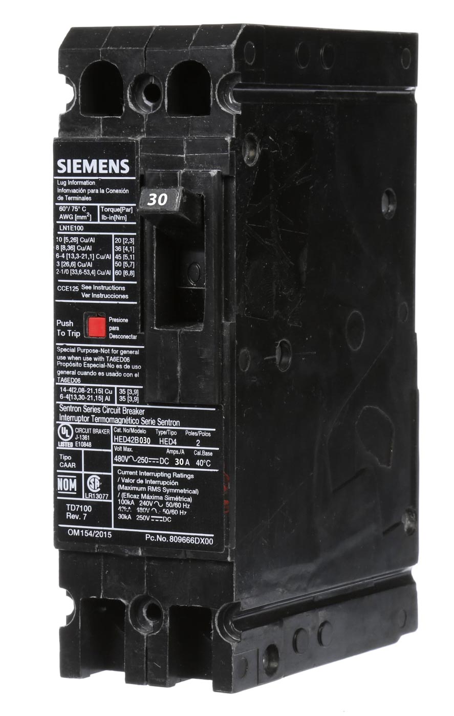 HED42B030L - Siemens - 30 Amp Molded Case Circuit Breaker