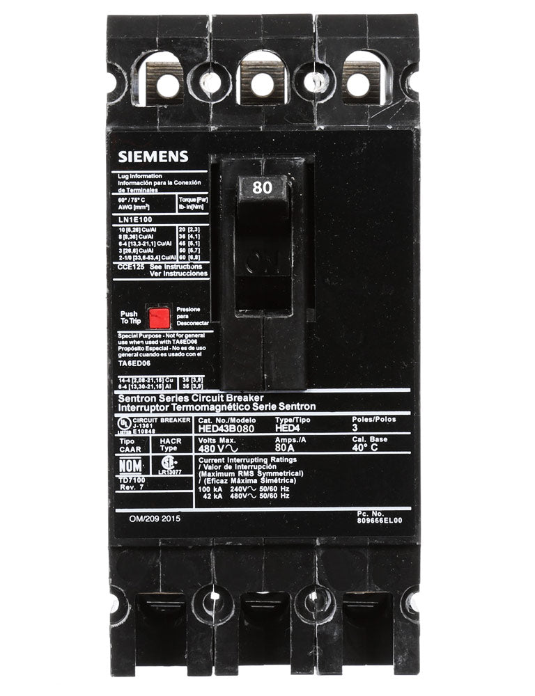 HED43B080L - Siemens - Molded Case Circuit Breaker