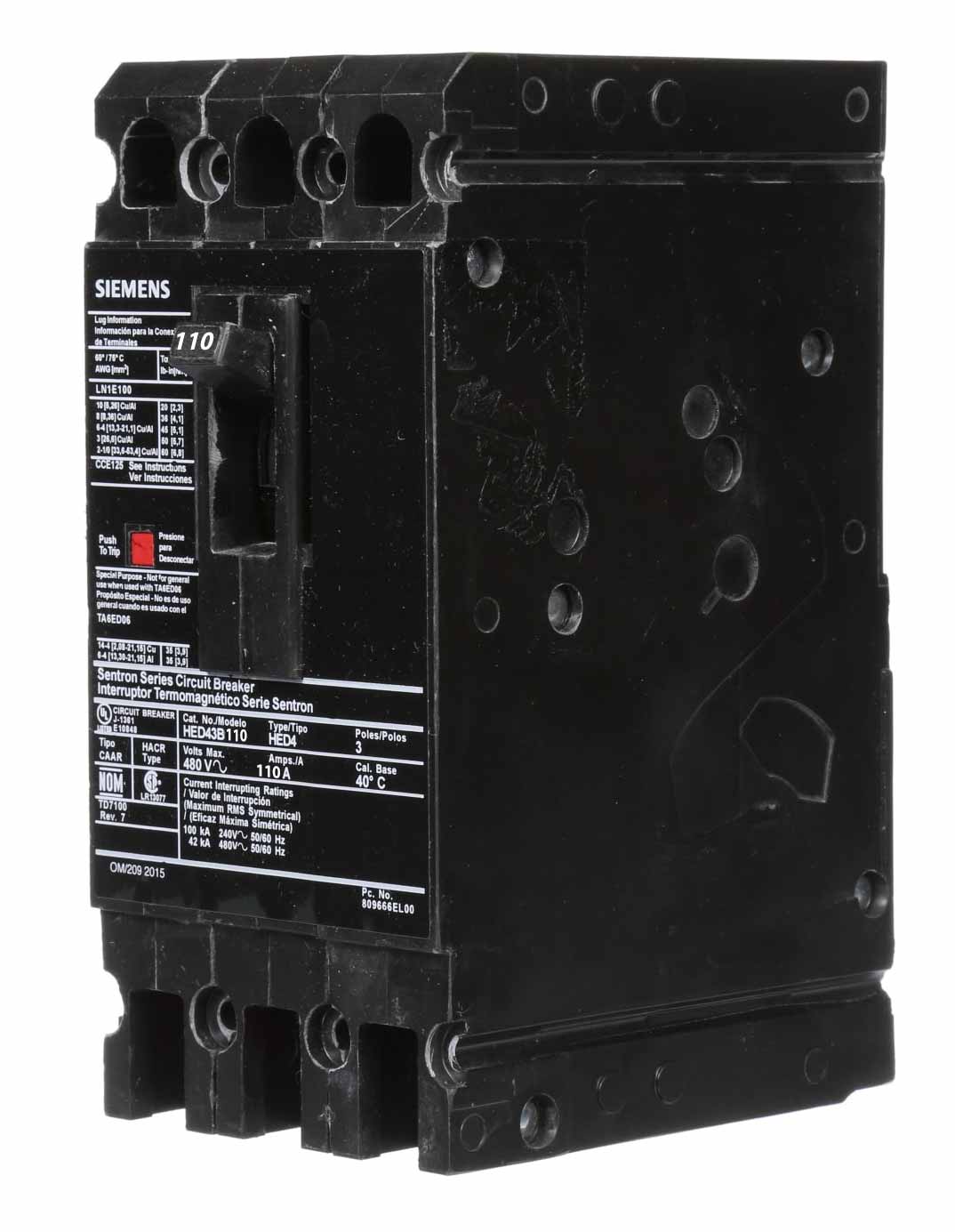 HED43B110L - Siemens - Molded Case Circuit Breaker