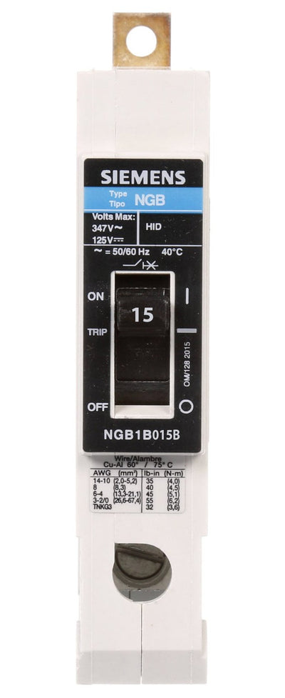 NGB1B015B - Siemens 15 Amp 1 Pole 347 Volt Bolt-On Molded Case Circuit Breaker