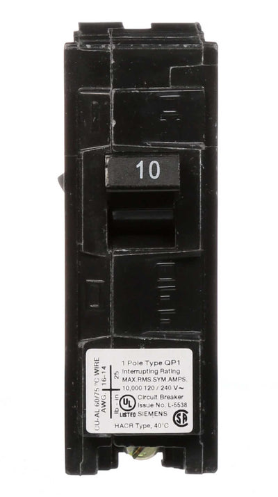 Q110 - Siemens 10 Amp 1 Pole 120 Volt Plug-In Molded Case Circuit Breaker