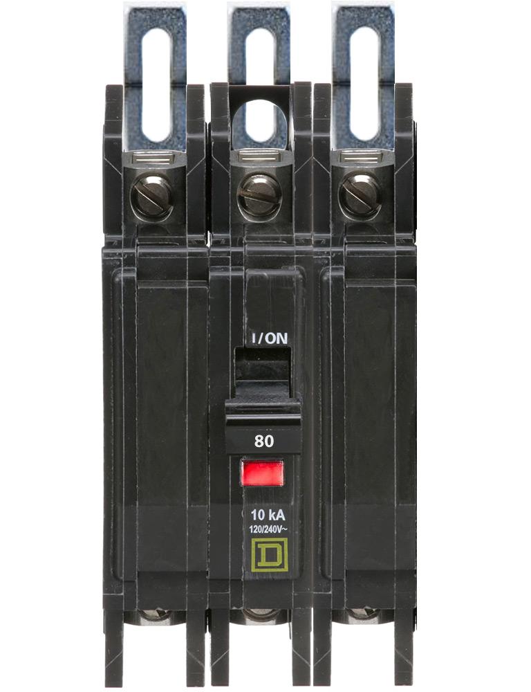 QOU380 - Square D 80 Amp 3 Pole 240 Volt Unit Mount Circuit Breaker