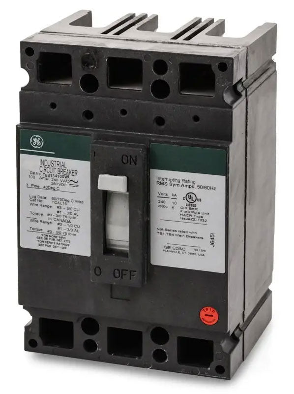 TEB134100WL - GE 100 Amp 3 Pole 240 Volt Molded Case Circuit Breaker