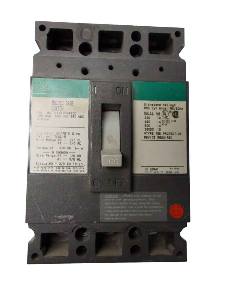 TED136YT100 - General Electrics - Molded Case Circuit Breakers