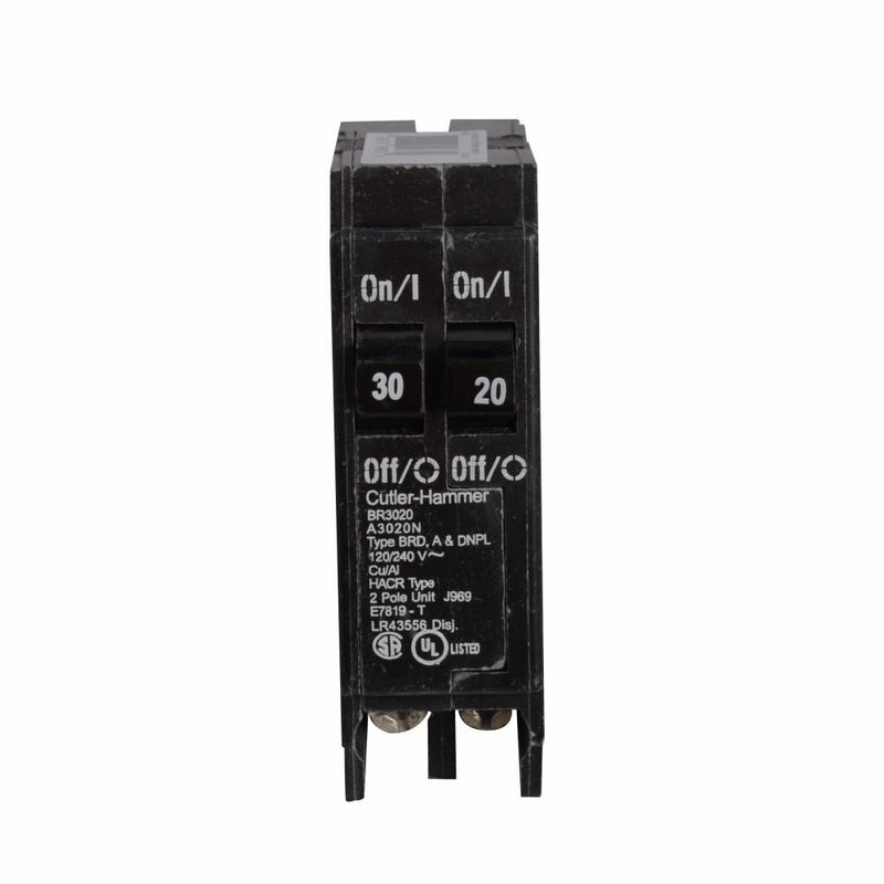 BR3020 - Eaton Cutler-Hammer 30 Amp 2 Pole 240 Volt Plug-On Molded Case Circuit Breaker