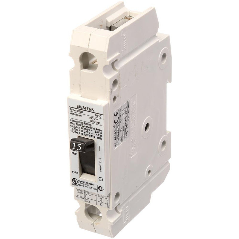 CQD115 - Siemens 15 Amp 1 Pole 277 Volt Molded Case Circuit Breaker