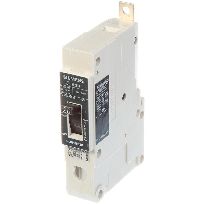 HGB1B020B - Siemens 20 Amp 1 Pole 347 Volt Bolt-On Molded Case Circuit Breaker
