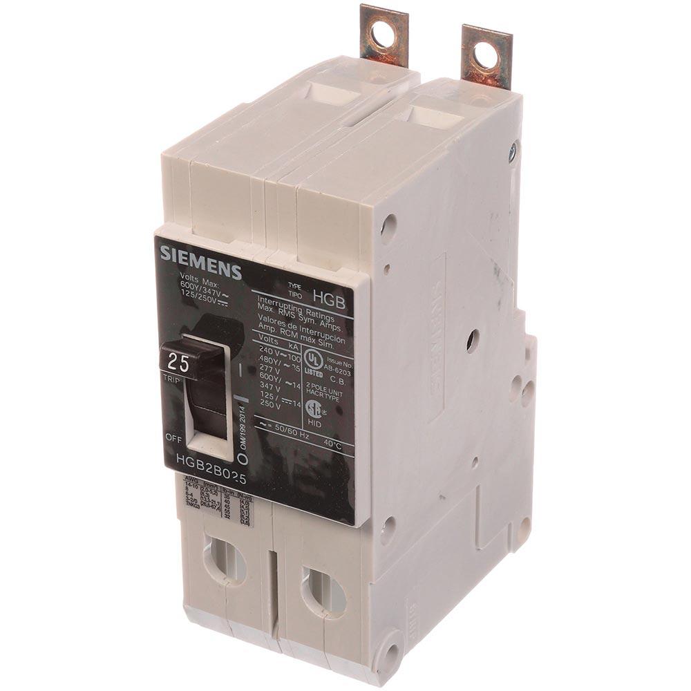 HGB2B025B - Siemens 25 Amp 2 Pole 600 Volt Bolt-On Molded Case Circuit Breaker