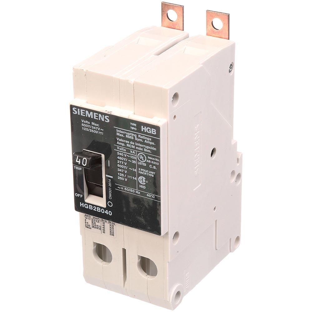 HGB2B040B - Siemens 40 Amp 2 Pole 600 Volt Bolt-On Molded Case Circuit Breaker