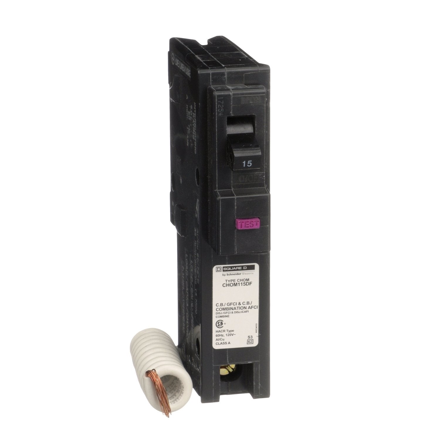 CHOM115DF - HomeLine 15 Amp 1 Pole Dual Function Circuit Breaker