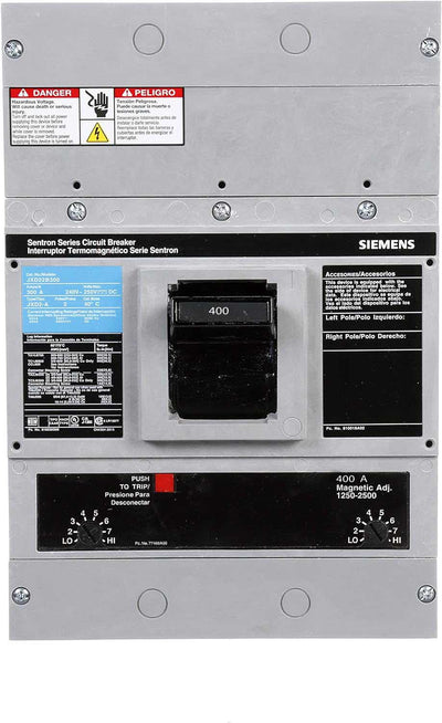 JXD22B400L - Siemens 400 Amp 2 Pole 240 Volt Feed Thru Molded Case Circuit Breaker