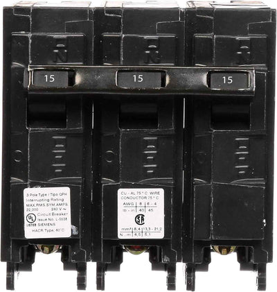 Q315H - Siemens 15 Amp 3 Pole 240 Volt Molded Case Circuit Breaker