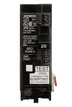 QF120ACSA - Siemens 20 ACSAmp Single Pole GFCI Circuit BreACSAker