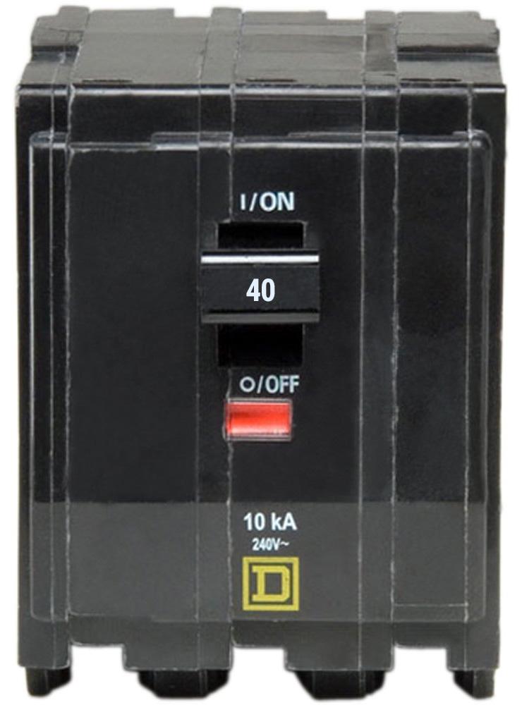 QO340 - Square D 40 Amp 3 Pole Circuit Breaker